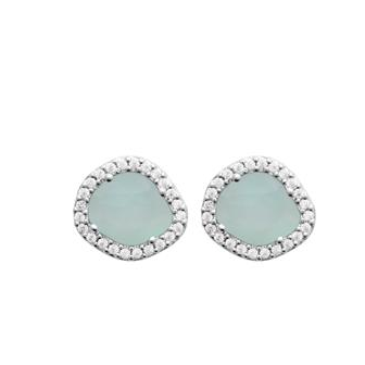 Boucles d'oreilles argent rhodié 925/000 Agate bleue 13001460