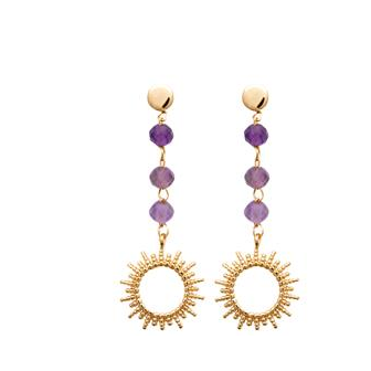 Boucles d'oreilles plaqué-or 750/000 3 microns Améthyste 23000470