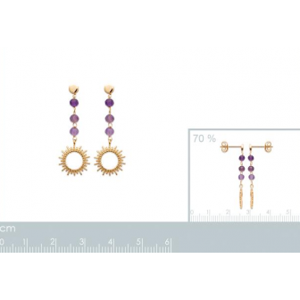 Boucles d'oreilles plaqué-or 750/000 3 microns Améthyste 23000470