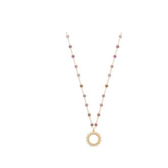 Collier plaqué-or 750/000 3 microns Tourmaline rose 97354245