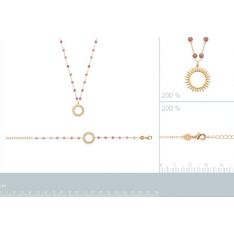 Collier plaqué-or 750/000 3 microns Tourmaline rose 97354245