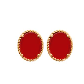 Boucles d'oreilles plaqué-or 750/000 3 microns et Agate rouge 23001320