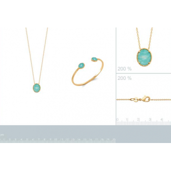 Collier plaqué-or 750/000 3 microns pierre Amazonite 97358345