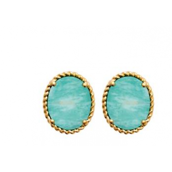 Boucles d'oreilles plaqué-or 750/000 3 microns pierre Amazonite 23001360