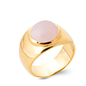 Bague plaqué-or 750/000 5 microns quartz rose DZA1980