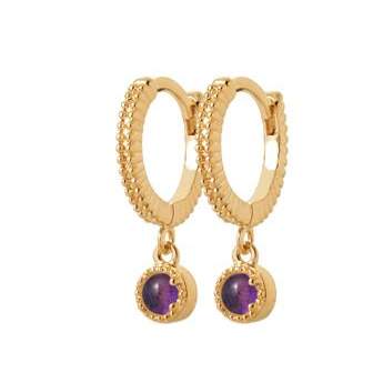 Créoles plaqué-or 750/000 3 microns Améthyste DZA9070