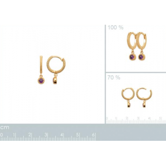 Créoles plaqué-or 750/000 3 microns Améthyste 2639070