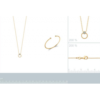 Collier plaqué-or 750/000 3 microns agate bleue 97351445