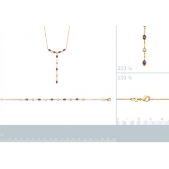 Collier plaqué-or 750/000 3 microns oz pierres synthétiques 97356945