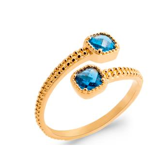 Bague plaqué-or 750/000 5 microns et pierres synthétiques 2914840