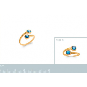 Bague plaqué-or 750/000 5 microns et pierres synthétiques 2914840