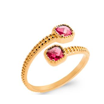 Bague plaqué-or 750/000 5 microns pierres synthétiques 2914820