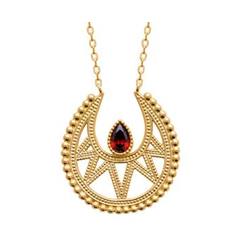 Collier plaqué-or 750/000 3 microns et pierre grenat 97358545