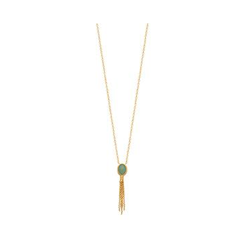 Collier plaqué-or 750/000 3 microns et pierre aventurine 97352345