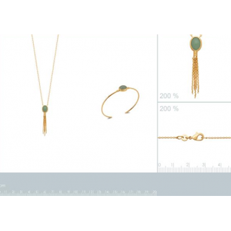 Collier plaqué-or 750/000 3 microns et pierre aventurine 97352345