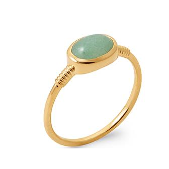 Bague plaqué-or 750/000 5 microns et pierre aventurine UHB8550