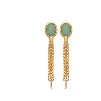 Boucles d'oreilles plaqué-or 750/000 3 microns et pierre aventurine 2592650