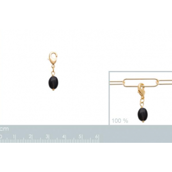 Pendentif plaqué-or 750/000 3 microns obsidienne noire 2772407