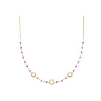Collier plaqué-or 750/000 3 microns tourmaline rose UHB54545