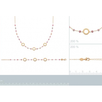 Collier plaqué-or 750/000 3 microns tourmaline rose 97354545