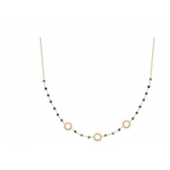 Collier plaqué-or 750/000 3 microns et pierres RUBIS ZOÏSITE 97354645