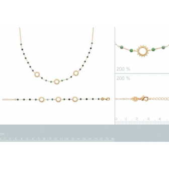 Collier plaqué-or 750/000 3 microns et pierres RUBIS ZOÏSITE 97354645