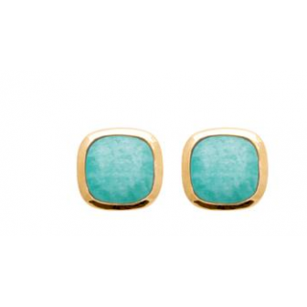Boucles d'oreilles plaqué-or 750/000 3 microns et pierre Amazonite 23001260