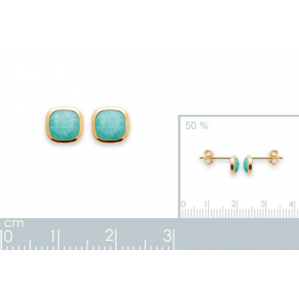 Boucles d'oreilles plaqué-or 750/000 3 microns et pierre Amazonite 23001260