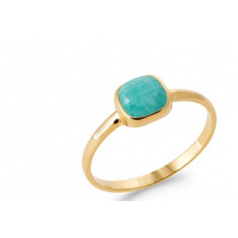 Bague plaqué-or 750/000 5 microns et pierre Amazonite 2923860