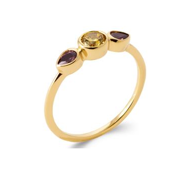 Bague plaqué-or 750/000 5 microns pierres synthétiques 2923590