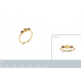 Bague plaqué-or 750/000 5 microns pierres synthétiques 2923590