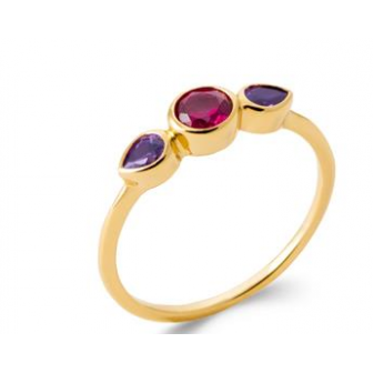 Bague plaqué-or 750/000 5 microns pierres synthétiques 2923570