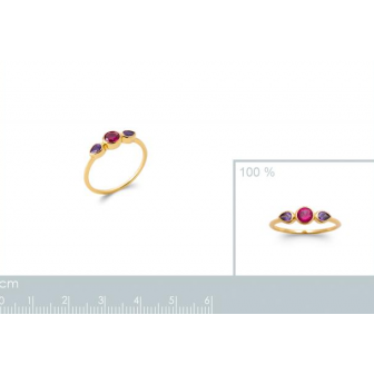 Bague plaqué-or 750/000 5 microns pierres synthétiques 2923570