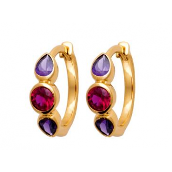 Créoles plaqué-or 750/000 3 microns pierres synthétiques UHB4270