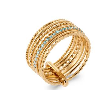 Bague plaqué-or 750/000 5 microns pierres synthétiques NKO3460