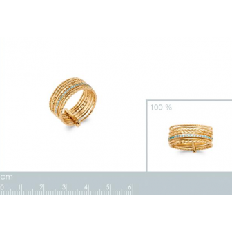 Bague plaqué-or 750/000 5 microns pierres synthétiques 2923460