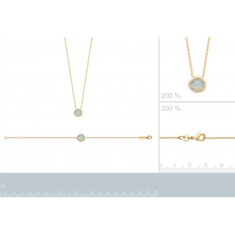 Collier plaqué-or 750/000 3 microns agate bleue 973584
