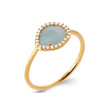Bague plaqué-or 750/000 5 microns et agate bleue NKO4560