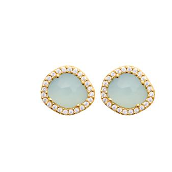 Boucles d'oreilles plaqué-or 750/000 3 microns agate bleue 23001460