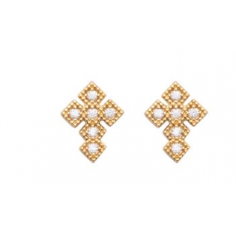 Boucles d'oreilles plaqué-or 750/000 3 microns et pierre synthétiques 2595410