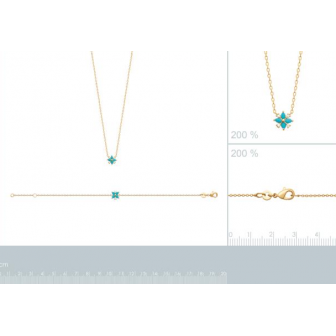 Collier plaqué-or 750/000 3 microns oz et pierres synthétiques 97352645