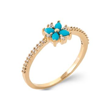 Bague plaqué-or 750/000 5 microns oz et pierres synthétiques 2919030