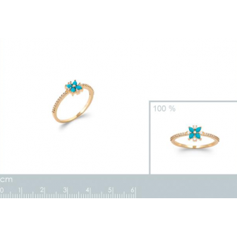 Bague plaqué-or 750/000 5 microns oz et pierres synthétiques 2919030