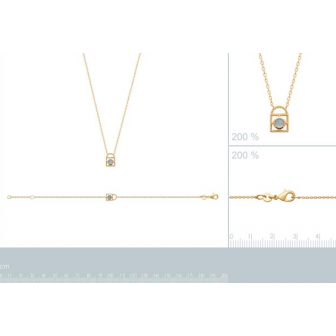 Collier plaqué-or 750/000 3 microns et Agate bleue 97353745