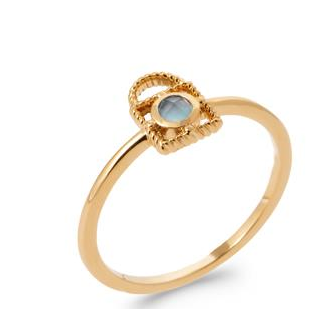 Bague plaqué-or 750/000 5 microns agate bleue 2920260