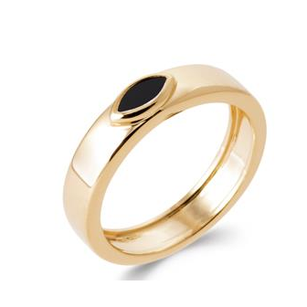 Bague plaqué-or 750/000 5 microns agate noire 2920607