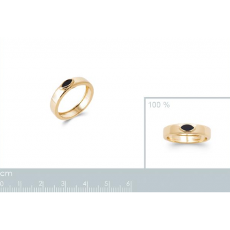 Bague plaqué-or 750/000 5 microns agate noire 2920607