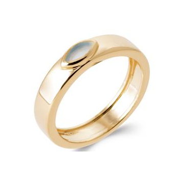 Bague plaqué-or 750/000 5 microns agate bleue 2920660