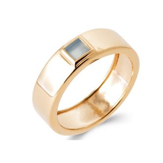 Bague plaqué-or 750/000 5 microns et agate bleue NKO0160