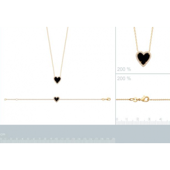 Collier plaqué-or 750/000 3 microns oz et agate noire 97359245